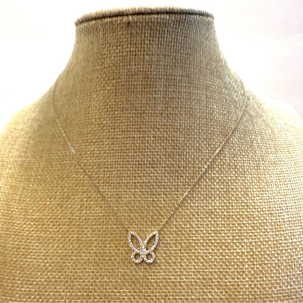 Vermeil - Gold over Sterling Silver 925 Necklace w/ CZ butterfly pendant dainty